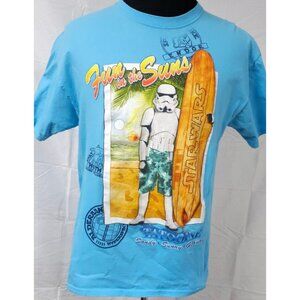 Star Wars Mens Large Light Blue Fun In The Sun Storm Trooper Surf Board T-Shirt